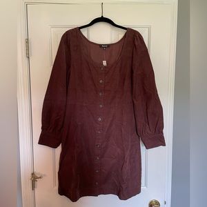 Women’s Madewell Corduroy Long Sleeve Mini Dress Size 10